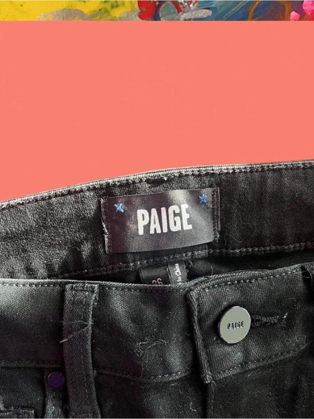 PAIGE black shiny straight leg pants